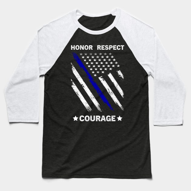 Thin Blue Line LEO LOW Design Baseball T-Shirt by MM-Desigers